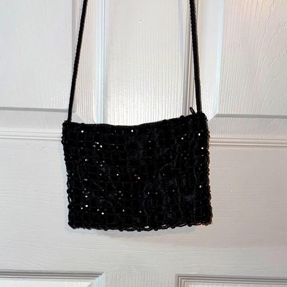Elegant Black Sequin Shoulder Bag